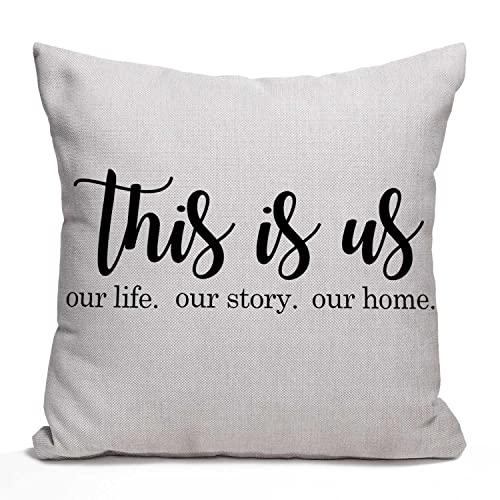 Nphuriy Throw Pillow Cover This is Us Quote Cotton Linen Cushion Cover 16 x 16 Inches Standard Square Decorative Pillow Cover for Sofa and Bed Double Side Print - color: Multi 34