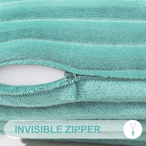 Simmore Decorative Throw Pillow Covers 18x18 Set of 2, Soft Plush Flannel Double-Sided Fluffy Couch Pillow Covers for Sofa Living Room, Aqua Haze - color: Aqua, size: 18" x 18" (Pack of 2)