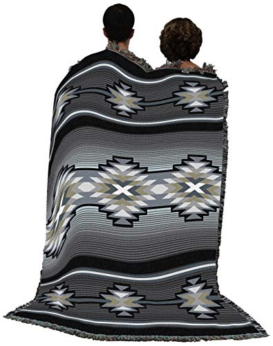 Pure Country Weavers Aydin Slate Blanket - Southwest Native American Inspired - Gift Tapestry Throw Woven from Cotton - Made in The USA (72x54) - color: Slate, size: Large