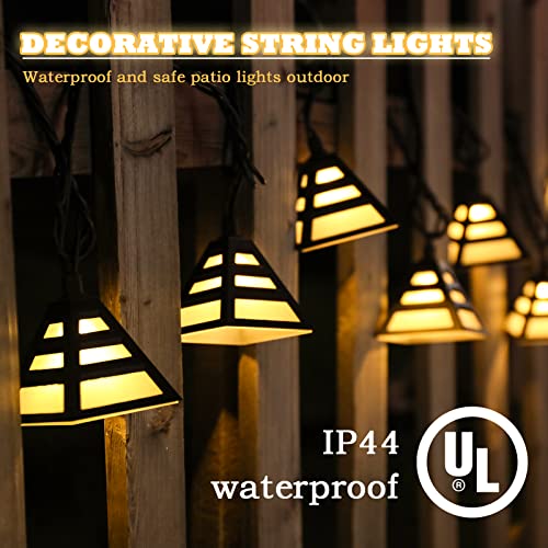 Vigdur Lantern String Lights, Black Decorative String Lights Plug in with 10 Plastic Lamp Shades, Connectable Moroccan Decoration Light for Home Holiday Party Decorations(9.84FT) - color: Pyramid Lantern