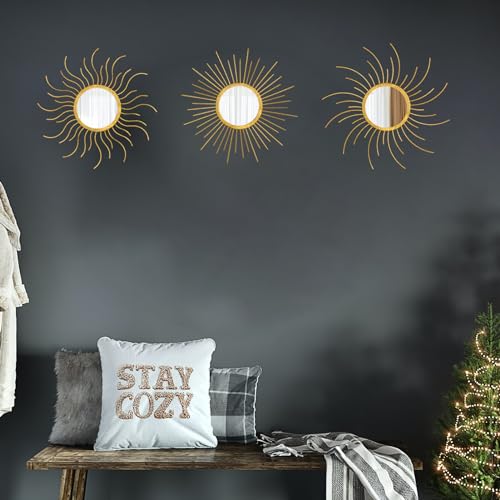 Mirror Decor Sunburst Mirrors Metal Sun Mirror Wall Decor Wall Mirror Home Decorative Wall Art for Living Room Bedroom Entryway - color: Style 5