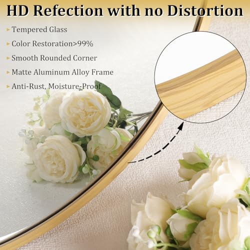 JJUUYOU Asymmetrical Mirror with Metal Frame Irregular Bathroom Mirror Decorative Wall Mirror Large 22"x40" Vintage Mirrors for Living Room Bathroom Bedroom Entryway Wall Decor - color: Wood, size: 40"L x 22"W