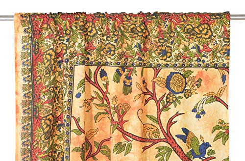 Popular Handicrafts Indian Hippie Bohemian Beautiful Tree of Life Tie Dye Mandala Curtain Panels Green - color: Yellow, size: 38"W x 83"L (Pack of 2)