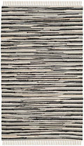 SAFAVIEH Rag Rug Collection Accent Rug - 2' x 3', Black & Multi, Handmade Boho Stripe Cotton, Ideal for High Traffic Areas in Entryway, Living Room, Bedroom (RAR129Q) - color: Black/Multi, size: 2' x 3' (Rectangular)