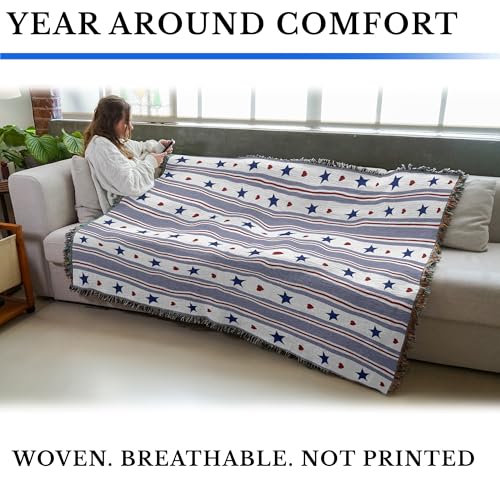 Pure Country Weavers Stars and Stripes - Americana Gift Tapestry Throw Blanket Woven from Cotton - Made in The USA (72x54) - color: Stars and Stripes, size: 72x54