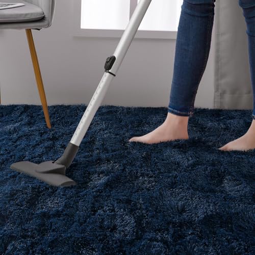 DweIke Fluffy Navy Blue Rugs for Bedroom Living Room, 3x5 Feet Soft Plush Shaggy Dark Blue Girls Boys Kids Rug, Non-Slip and Machine Washable Carpet for Dorm Nursery Classroom Decor - color: Navy Blue, size: 3 Ft X 5 Ft