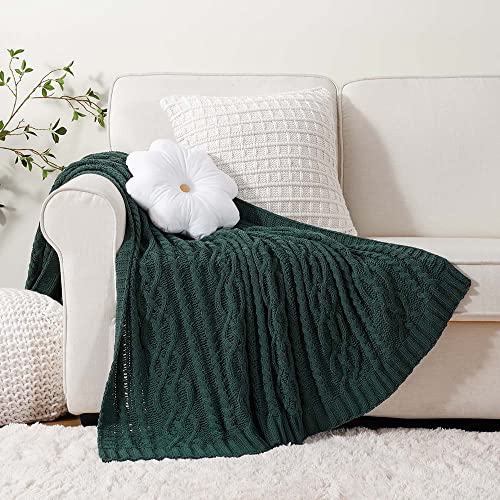 Battilo Christmas Dark Green Throw Blanket for Couch, Woven Chenille Knit Throw Blanket Versatile for Chair, 51 x 67 Inch Super Soft Warm Decorative Textured Blanket for Bed, Sofa and Living Room - color: Christmas Green