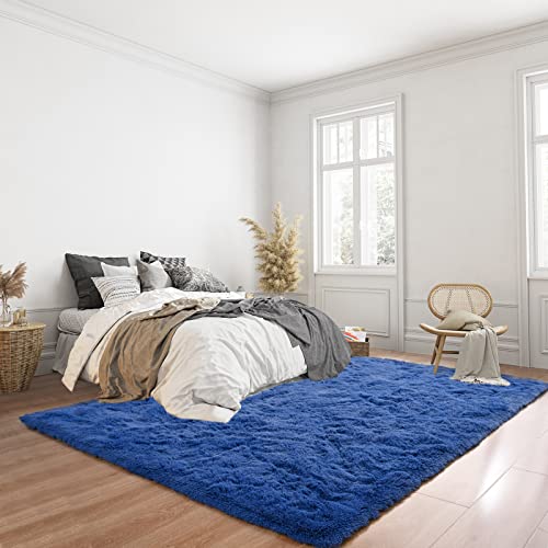 Kelarea Area Rug for Living Room, 5x8 Non-Slip Navy Blue Rug Fluffy Soft Shag Rugs, Fuzzy Shaggy Plush Carpet for Bedroom, Nursery Rooms, Home Dorm - color: Navy Blue, size: 5 x 8 Feet