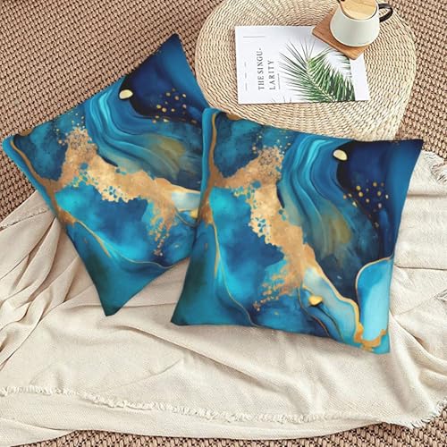 Marble Throw Pillow Covers 18 X 18 Inch Set of 2 Pillow Cases Decoration Cushion Cover for Sofa Bedroom Living Room Outdoor - color: Marble