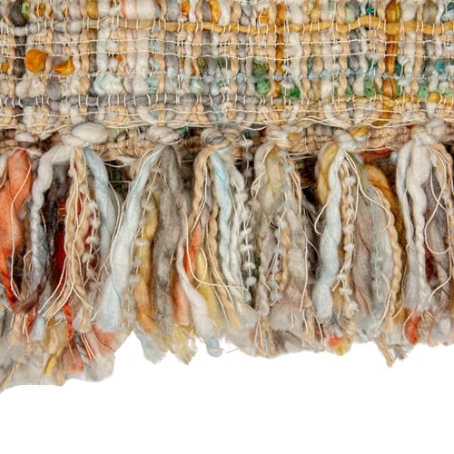 Creative Co-Op Woven Acrylic Bouclé Throw Blanket with Fringe, Multicolor