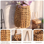 Woven Water Hyacinth Hanging Basket Door Hanging Basket Wall for Home Garden Farmhouse (Water Hyacinth) - color: Water Hyacinth