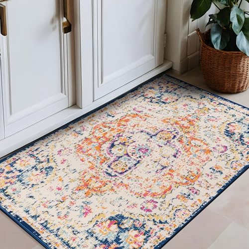 Rugshop Vintage Distressed Bohemian Area Rug for Living Room,Bedroom,Hallway Kitchen Entryway – Vibrant Multi-Color Tribal Design, 2'7" x 4' - color: Multi Color, size: 2'7" x 4' (Rectangular)