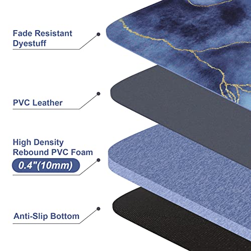 MAYHMYO Anti Fatigue Kitchen Mat - Set of 2 - Blue and Gold Design Comfort Mats - Cushioned, Non Slip Floor Mat - color: Blue and Gold, size: 29"L X 17.3"W X 0.4"Th + 47"L X 17.3"W X 0.4"Th