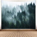 YISURE Large Forest Tapestry Wall Hanging 91x60 Inches, Misty Foggy Tree Landscape Woodland Mountain Design, Nature Backdrop for Living Room, Bedroom, Dorm, Home Office Decor - size: 60"L x 91"W