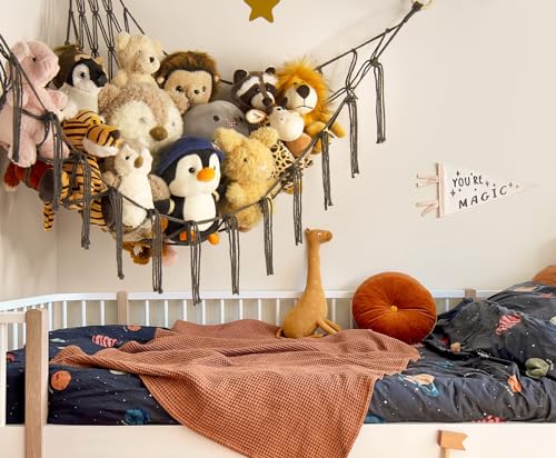 mirolam Stuffed Animals Hammock Net Corner-Hanging Stuff Animal Toy Storage Organizer for Plush Plushie Room Bedroom Nursery Decor Toy Storage Organization - color: Grey, size: Standard(41.5"L x 55.2"W x 41.5"H)