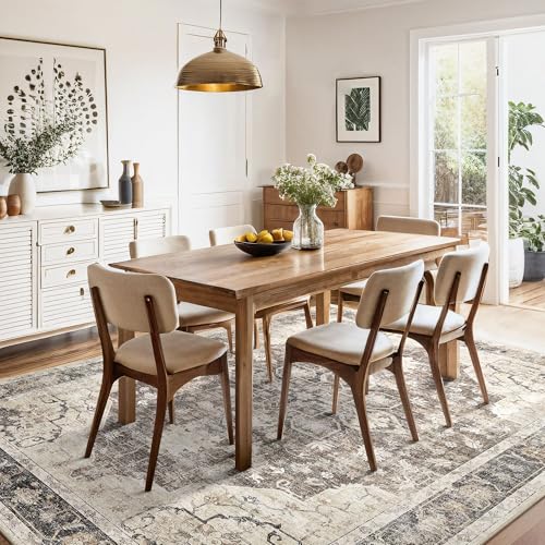 Area Rug for Living Room - 7X9 Soft Washable Vintage Floral Distressed Large Carpet - Fade Stain Resistant Non Slip Rugs for Bedroom Dining Room Nursery Dorm Office Home Decor - Dark Brown - color: Dark Brown, size: 7' x 9' (Rectangular)