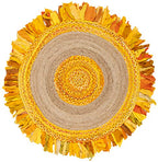 SAFAVIEH Cape Cod Collection 4' Round Gold / Natural CAP701D Handmade Boho Fringe Jute & Cotton Area Rug - color: Gold/Natural, size: 4' (Round)
