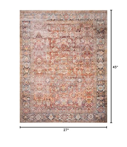 Loloi Layla Collection LAY-02 Spice/Marine 2'-3" x 3'-9" .13" Thick Accent Rug, Soft, Durable, Vintage Inspired, Distressed, Low Pile, Non-Shedding, Easy Clean, Printed, Living Room Rug - color: Spice / Marine, size: 2'3" x 3'9" (Rectangular)