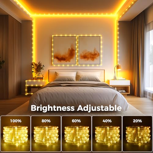 Minetom Color Changing Rope Lights Outdoor, 33FT 100 LED String Lights with Plug & Remote, Waterproof Christmas Light Outdoor Decoration, Twinkle LED Rope Light for Outside Indoor Bedroom,16 Colors - size: 33 FT Not Connectable