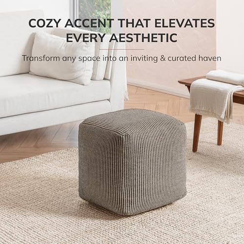 Anji Mountain Pouf Ottoman Foot Rest, Handmade Ottoman Pouf, Comfortable Foot Stool, Decorative Floor Seating for Living Room Decor, Bedroom & Home Décor Accent - Mocha Bisque - color: Mocha Bisque