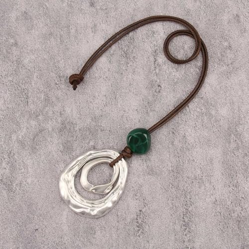Leather Necklace for Women Long Boho Pendant Hippie Choker Necklace Bohemian Layered Leather Rope Wooden Jewelry Gifts - style: Long Chunky Boho Necklace