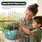 Hanging Planter Mosaic Garden Pot Small Flower Pot for Indoor Plant Disco Ball Hanging Planter with Drainage Green - color: Green