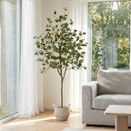 Warmplants Artificial Eucalyptus Tree, 6ft Tall Fake Eucalyptus Plant with Basket, Green Silver Dollars Silk Leaves Faux Tree for Home Office Livingroom Floor Decor Indoor - size: 6ft