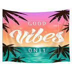 MERCHR Good Vibes Only Tapestry, Quote Motivational Inspirational Girl Girly Tapestry Wall Hanging for Bedroom, Cute Summer Beach Ocean Tapestries Poster Blanket College Dorm Home Decor 60X40