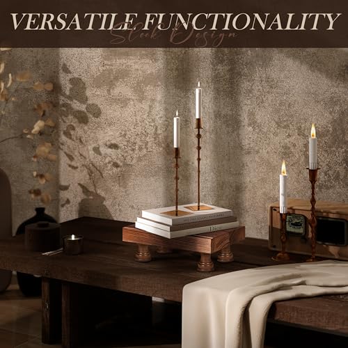 EOSAHR Farmhouse Pine Wood Risers for Decor in Kitchen & Bathroom - Risers Display Stands for Home Decor - Stylish Perfume Organizer for Placing Soap Dispenser on Small Vanity (Brown, 8.5") - color: B-Pine Wood-Brown