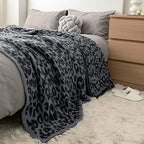 MH MYLUNE HOME Large Soft Micro Plush Leopard Blanket (71x78 inch, Dark Blue | Charcoal Grey) Warm Reversible Cheetah Blanket Leopard Pattern Throw for Sofa Couch Bed - color: Leopard Charcoal Blue, size: 71"x78" - 550 GSM