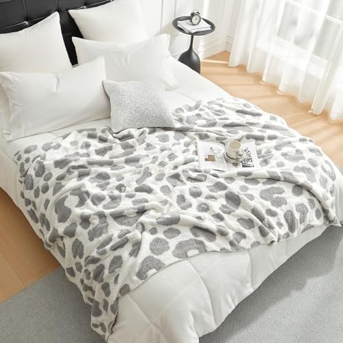 Snuggle Sac Leopard Blanket for Couch Bed Sofa 60x80 inches, Reversible Grey Leopard Throw Blanket Ultra Soft Cozy Blankets for Women Mothers Birthday Gifts - color: Leopard Grey, size: Twin(60"x80")