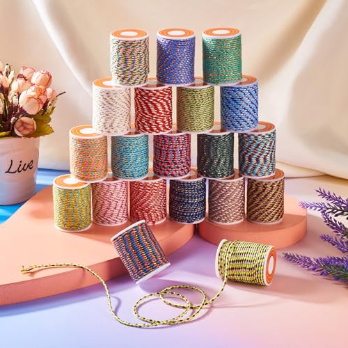21 Yards 1.5mm 4-Ply Polycotton Cord Handmade Macrame Cotton Cord 5 Colors Golden Thread Twisted Braid String for DIY Bracelet Necklaces Crafts Wall Hangings Home Decor - color: Yellow, size: 1.5mm