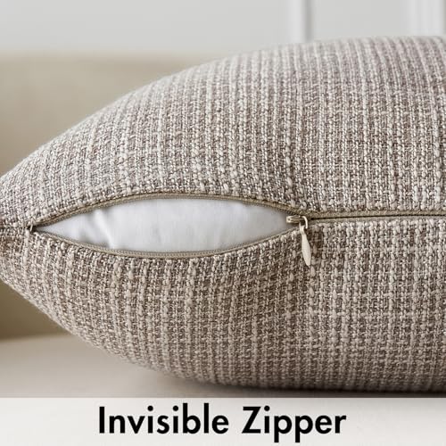MIULEE Burlap Linen Throw Pillow Covers 20x20 Inch Set of 2 Khaki Decorative Pillows Modern Farmhouse Pillowcases Soft Accent Cushion Covers for Outdoor Couch Sofa Bedroom Livingroom Home Decor - color: Khaki, size: 20" x 20" (Pack of 2)