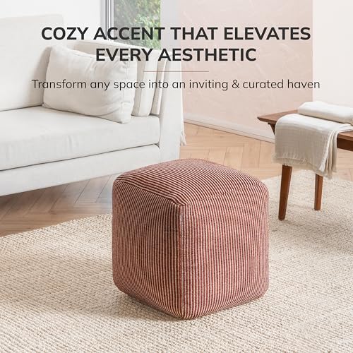 Anji Mountain Pouf Ottoman Foot Rest, Handmade Ottoman Pouf, Comfortable Foot Stool, Decorative Floor Seating for Living Room Decor, Bedroom & Home Décor Accent - Teak - color: Teak