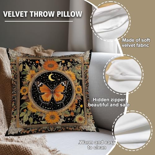 William Morris Abstract Vintage Butterfly Design Throw Pillow Cover Home Decor, Art Decor Pillowcase Cushion Cover for Bed Sofa Living Room, Indoor and Outdoor 18x18inch (Orange-Butterfly) - color: Orange-butterfly
