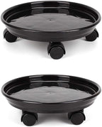 2Pcs Plant Caddy,Planter Pot Mover, Plant Pot Pallet Dolly Caster with Universal Wheels, Round Movable Planter Dolly Trolley Tray Pallet Outdoor Indoor Tree Flower Stand Planter (13 inch+2pcs+black)