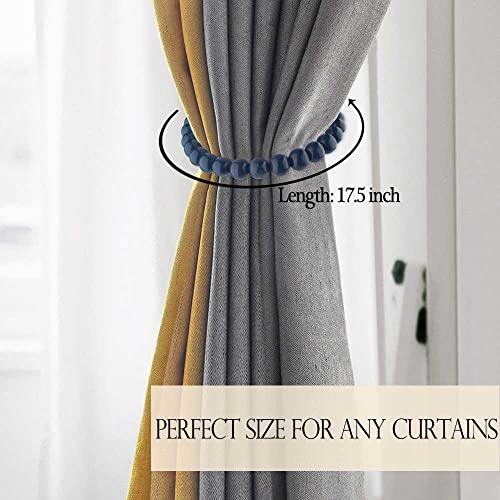 Curtain Tiebacks Magnetic Boho Decor: Wood Bead Curtain Tiebacks with Strong Magnets Closure, Decorative Curtain Pullbacks Drapery Tiebacks Magnetic Curtain Holder for Drapes & Curtains (Navy Blue, 2) - color: Navy Blue