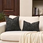 Yangest Chenille Pillow Cover 18 x18 Inches, Thick Textured Square Throw Pillow Cover Farmhouse Modern Soft Accent Couch Neutral Pillow Cover for Living Room Bedroom, Black - color: Black, size: 18" x 18" (Pack of 1)