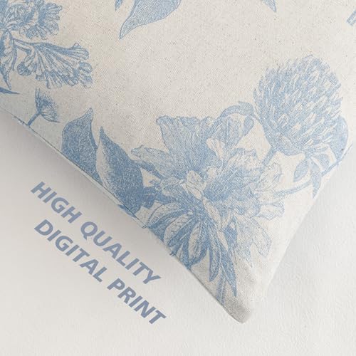 Foindtower Set of 2 Linen Floral Vintage Throw Pillow Covers Neutral Accent Decorative Cozy Cushion Covers Farmhouse Boho Home Decor for Sofa Chair Couch Bedroom Living Room,18×18 Inch,Sky Blue - color: Sky, size: 18" x 18" (Pack of 2)
