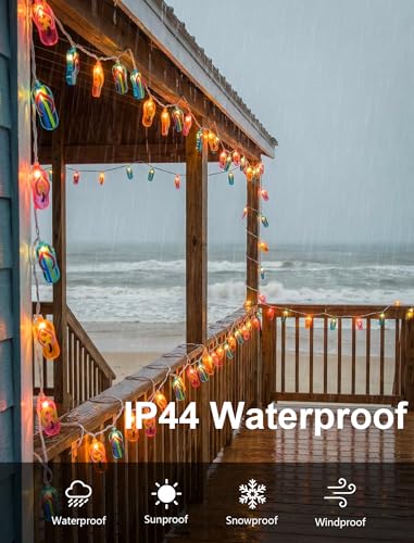 Multicolor Beach Flip Flop String Lights, 8.5Ft Beach Themed Outdoor Party Lights with 10 Multicolor Slipper Lights, Summer Ocean Decorations String Lights for Bedroom Camping Decks Party Lighting - color: Beach Shoes String Lights