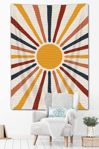 Bohemian Sun and Moon Vertical Tapestry, Vintage Abstract Rainbow Aesthetic Tapestry Wall Hanging for Bedroom, Retro 70s Mid Century Modern Art Tapestries Poster Blanket College Dorm Decor (60"X80") - color: Sun-1, size: 80"L x 60"W