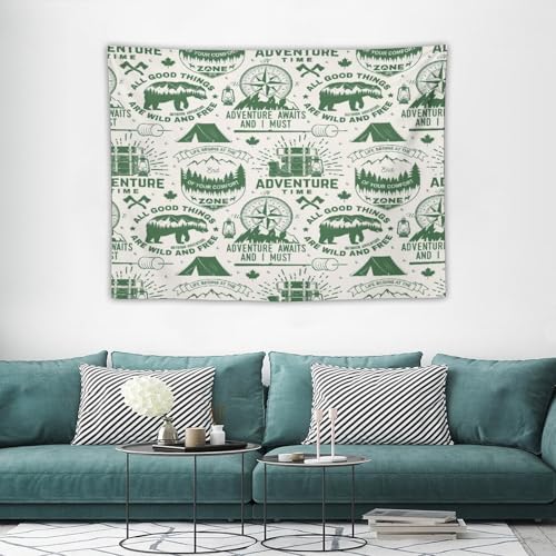 ZhiRain Cabin Retro Rustic Lodge Tapestry Wall Hanging Bear Country Hunting Wild Animal Adventure Tapestries Home Decor for Living Room Bedroom Farmhouse Apartment Dorm 30"x40" - color: Cabin, size: 30"L x 40"W