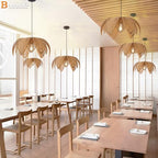 Hand Woven Rattan Chandelier, Boho Pendant Light 19.68 inches Wicker Light Fixture Suitable for Dining Room, Kitchen, Living Room, Farmhouse,E26 Lamp Base - size: 19.68''