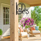 Metal Initial Letter J Plant Hanger Bracket, Decorative Wall Mount Hanging Plant Hook, Monogram Floral Leaf Garden Decor for Hanging Baskets, Bird Feeders, Lanterns, Wind Chimes - style: J