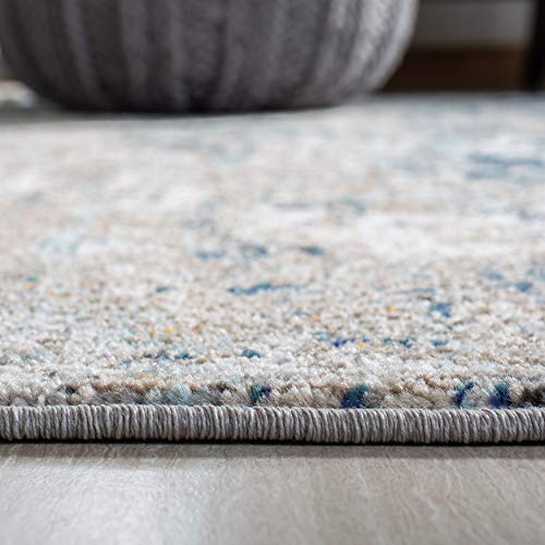 SAFAVIEH Madison Collection Runner Rug - 2'2" x 10', Grey & Blue, Modern Abstract Design, Non-Shedding & Easy Care, Ideal for High Traffic Areas in Living Room, Bedroom (MAD460K) - color: Grey/Blue, size: 2'2" x 10' (Runner)