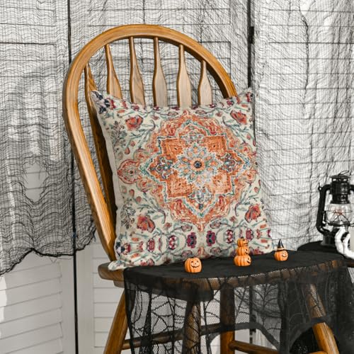 AVOIN colorlife Boho Aesthetic Throw Pillow Cover, 18 x 18 Inch Bohemia Ethnic Style Carpet Pattern Farmhouse Cushion Case for Sofa Couch - size: 18" x 18" (Pack of 1)