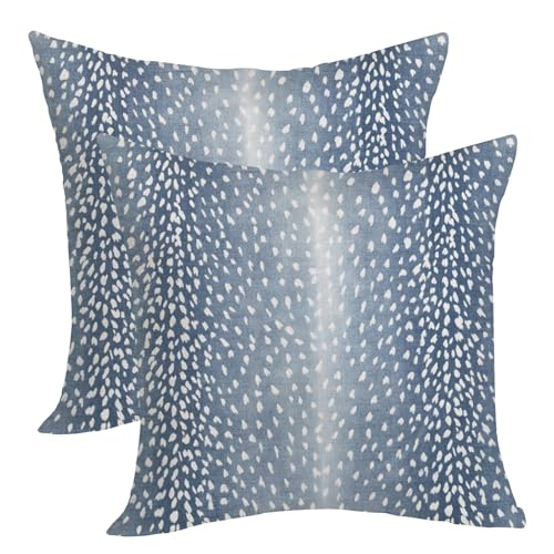 Antelope Pillow Covers 18x18 Inches Pack Of 2,Navy Blue Animal Skin Print Throw Pillow Cover Modern Antelope Decorative Pillowcase Farmhouse Linen Cushion Cover For Home Couch Sofa Outdoor Decor - color: Antelope-navy Blue, size: 18" x 18" (Pack of 2)