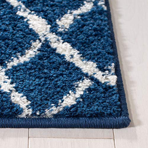 SAFAVIEH Tulum Collection Accent Rug - 2' x 4', Navy & Ivory, Moroccan Boho Distressed Design, Non-Shedding & Easy to Clean, Ideal for Front Door, Kitchen, Entryway, Foyer (TUL270N) - color: Navy/Ivory, size: 2' x 4' (Rectangular)
