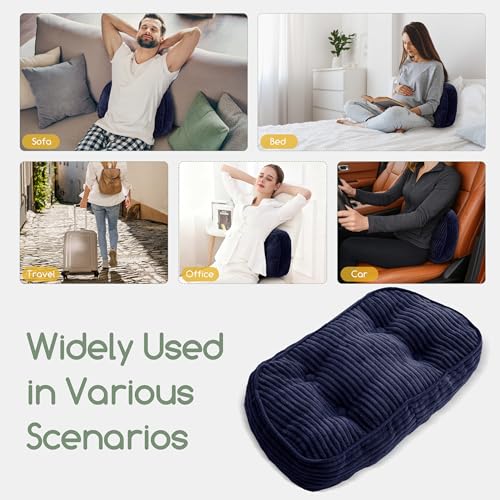 HIGOGOGO Lumbar Support Pillow for Recliner Chair/Accent Chair/Couch/Office Chair, Tufted Corduroy Back Support Cushion for Elderly, Recliner Cushions for Back Rest, Pain Relief, Reading, Navy - color: Navy