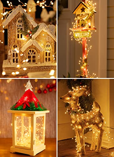 2 Pack 10 Ft Battery Operated Fairy Lights, 120LEDs Firecracker String Lights, Silver Wire Starry Firefly Light for Bedroom Home Wedding DIY Wreath Indoor Outdoor Christmas Decorations, Warm White - color: Warm White, size: 120 LEDs - 2Pack